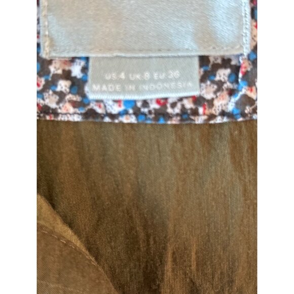 Maeve Anthropologie Dress Size 4 Olive Shirt Collared Pockets Quiet Luxury Minim - Picture 10 of 11